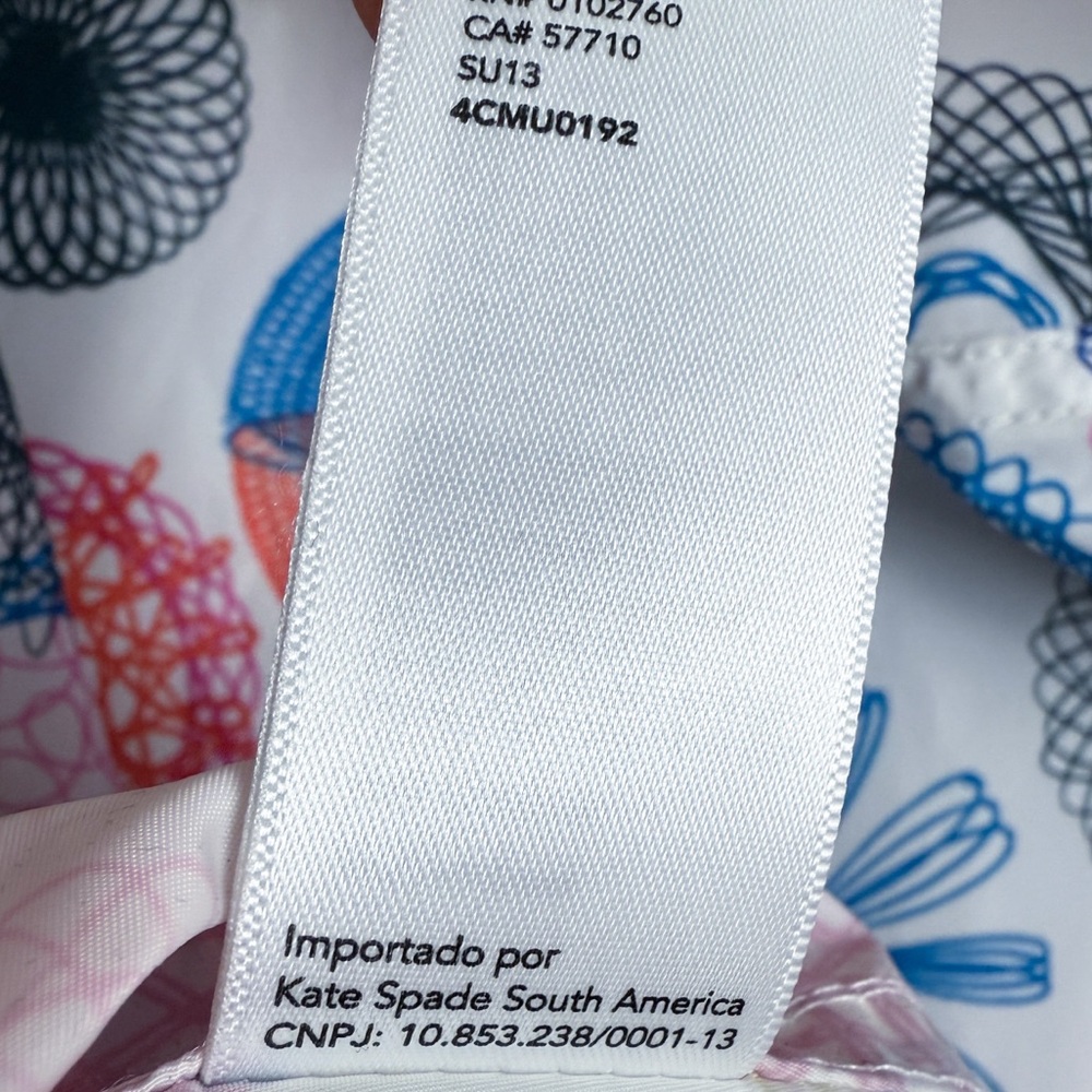 Kate Spade Saturday Hooded Geometric Rain Poncho Cape Colorful White Pink OS - Picture 12 of 14